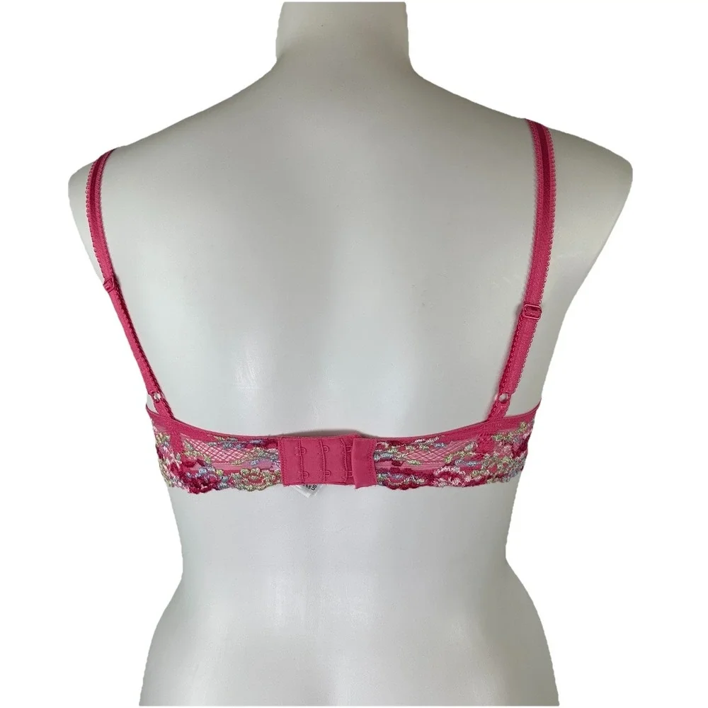 NWT Wacoal Embrace Lace Underwire Bra Hot Pink Multicolor Sexy 65191 Adjustable